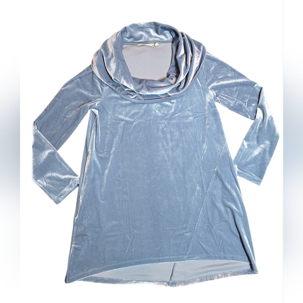 Soft Surroundings Vision In Velvet Cowl Neck Tunic‎ Tapestry Teal Size Large - Picture 4 of 7